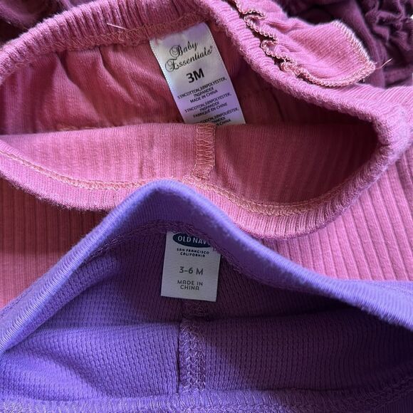 Old Navy leggings size 3 to 6 months bundle pink purple ribbed spring - Picture 4 of 4